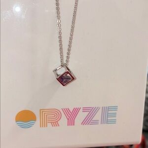 Silver Necklace with Red and Purple Pendant